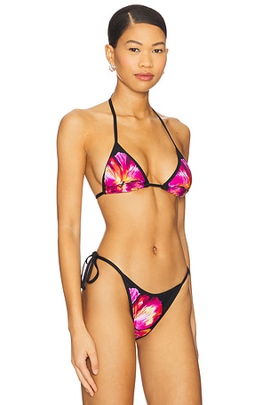 LSPACE Lotus Bikini Top in Black
