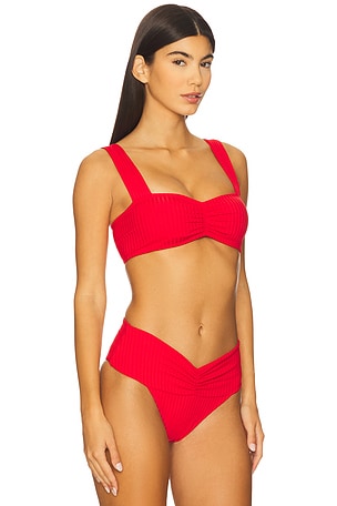 LSPACE Eco Ocean Rib Marlee Top in Red. Size XS (A cup). Also