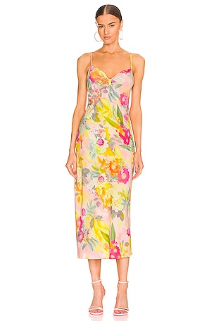 ASTR the label Women's Mabel Dress, Celery Floral, Medium 