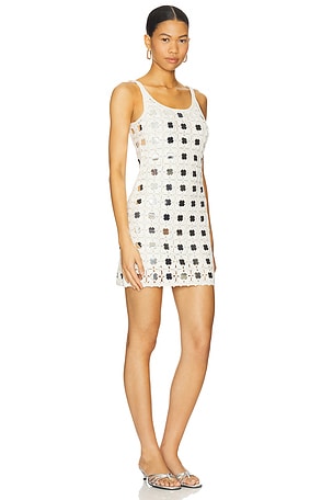 Le Superbe Gypset Crochet Mirrored Mini Dress in Neutral