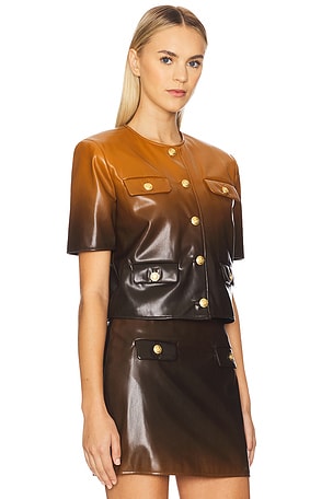 Le Superbe Paradis Pleather Jacket in Brown