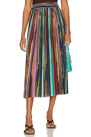 Painted Stripe Pleated Skirt Le Superbe