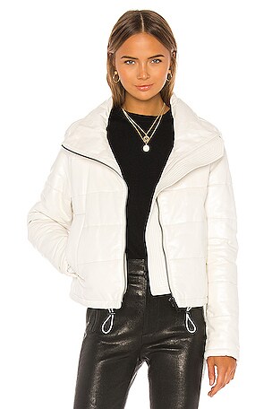 Cay Cropped Leather Puffer Jacket LTH JKT