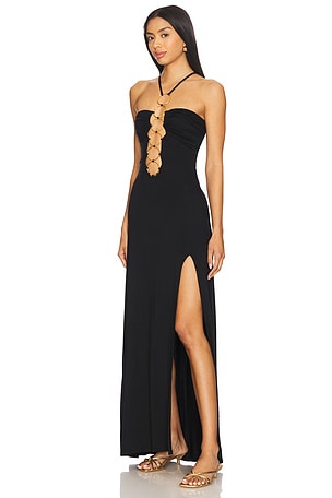 Luli Fama Inner Circle Halter Long Dress in Black