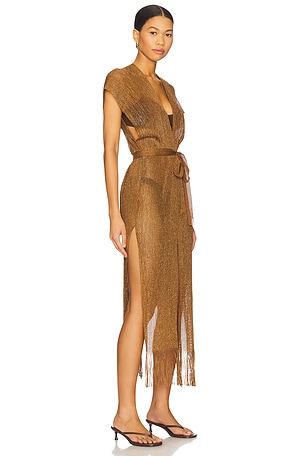 Luli Fama Long Caftan in Brown
