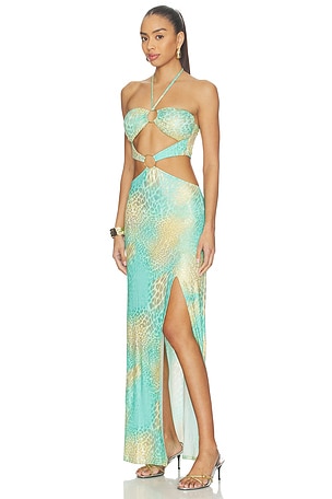 Luli Fama x REVOLVE Double Loop Bandeau Long Dress in Teal