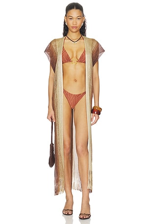 Luli Fama Sunshine Addict Long Caftan in Brown