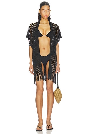 Luli Fama Caught Up Short Caftan in Black