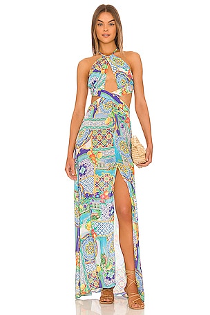 Halter Cut Out Maxi Dress Luli Fama