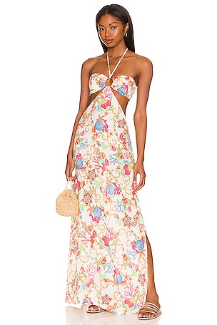 Luli Fama Bandeau Ring Cut Out Maxi Dress in Il Mare | REVOLVE