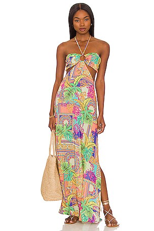 sexy backless halter dress Plus Size Backless Halter Neck Dress with High Slit