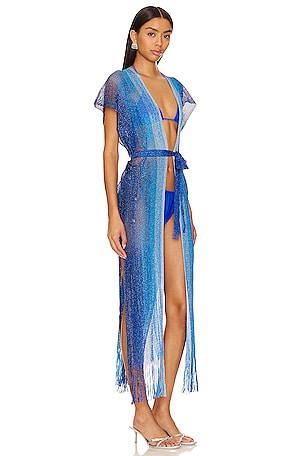 Luli Fama Ocean Queen Long Caftan in Blue