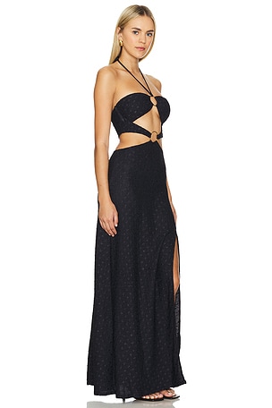 Luli Fama Brilla Double Loop Bandeau Long Dress in Black