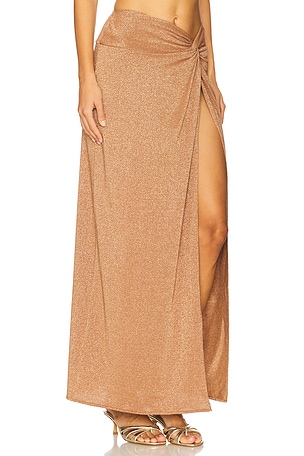 Luli Fama Twist Front Skirt in Brown