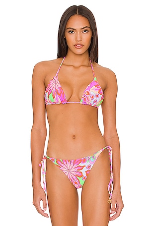 Abbie Tango Brazilian Bikini Bottom in Pink/Orange Multi