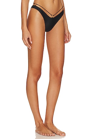 Luli Fama Strappy Loop Brazilian Bikini Bottom in Black