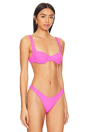 Luli Fama Wavy Baby Wide Strap Balconette Bikini Top in Pink