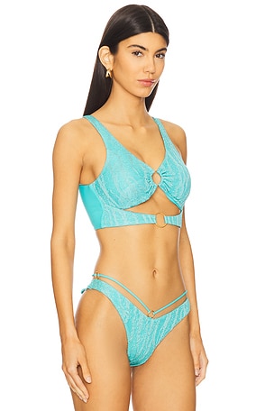 Luli Fama Double Loop Bralette in Teal