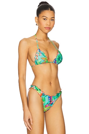 Luli Fama Caribbean Fantasy Triangle Bikini Top in Multi