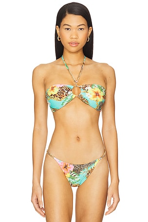 Chain Drawstring Bandeau Bikini Top Luli Fama