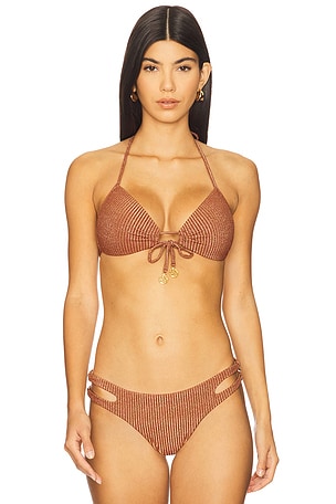 Molded Push Up Bandeau Halter Bikini Top Luli Fama