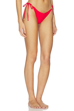 Luli Fama High Tide Knot Seamless Ruched Back Brazilian in Red