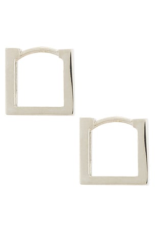 LOUPN Square Hoop Earrings in Metallic Silver