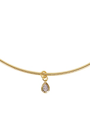 Luv AJ Pear Charm Snake Chain Necklace in Metallic Gold