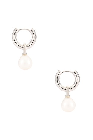 Luv AJ White Pearl Amalfi Huggies in Metallic Silver