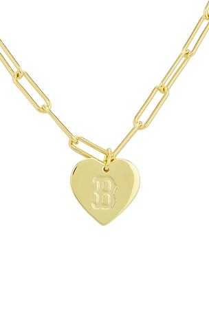 Luv AJ Mlb Red Sox Logo Heart Coin Necklace in Metallic Gold
