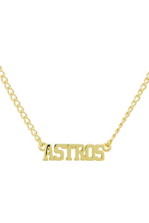 Luv AJ Mlb Astros Nameplate Necklace in Metallic Gold