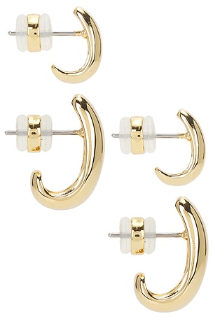 Luv AJ The Classic Claw Hoops Set in Metallic Gold