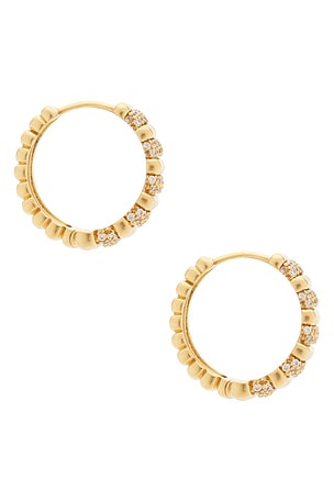 Luv AJ The Pave Marbella Ridged Hoops in Metallic Gold