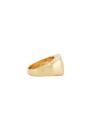 Luv AJ The Seychelles Signet Ring in Metallic Gold. Size 7. Also