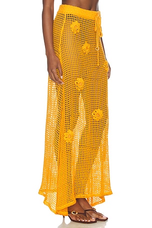Maaji Golden Blossom Glacier Maxi Skirt in Yellow