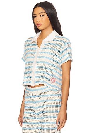 Maaji Wavy Shirt in Blue,Ivory. Size S. Also