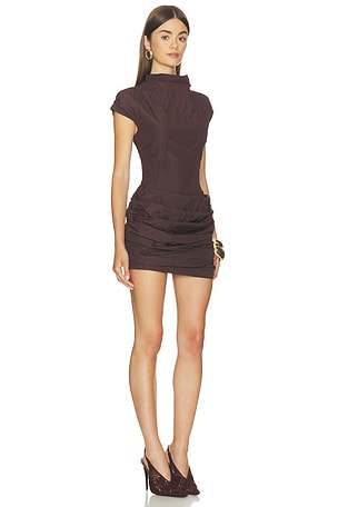 Magda Butrym Short Sleeve Mini Dress in Brown