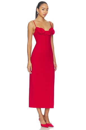 Magda Butrym Floral Applique Midi Dress in Red