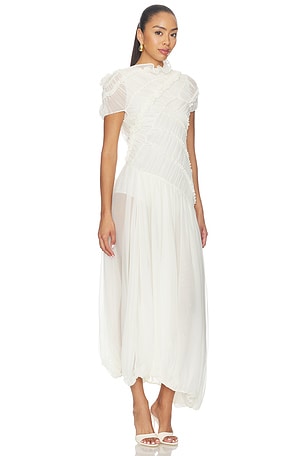 Magda Butrym Sheer Asymmetrical Dress in Cream. Size 40. Also