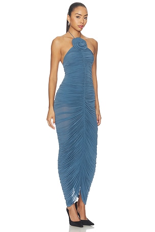 Magda Butrym Ruched Halter Dress in Blue