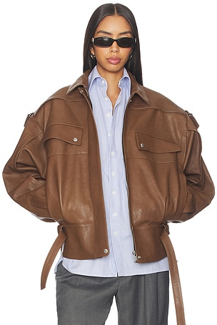 Belted Leather Bomber Jacket Magda Butrym