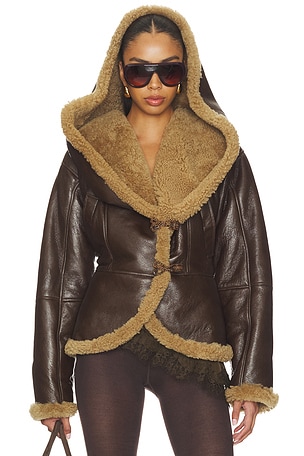 Leather Shearling Hooded Jacket Magda Butrym