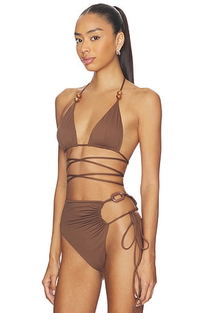 Magda Butrym Triangle Bikini Top in Brown