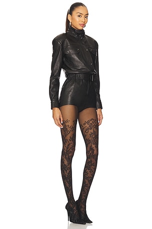 Magda Butrym Leather Romper in Black