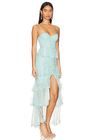 MAJORELLE Zelda Fitz Gown in Baby Blue