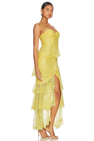 MAJORELLE Zelda Fitz Gown in Yellow