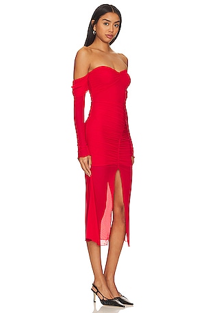 MAJORELLE Elise Midi Dress in Red