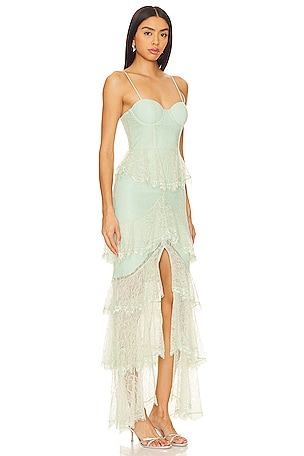 MAJORELLE Zelda Fitz Gown in Mint