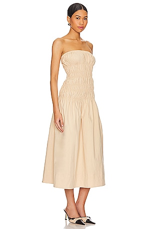 MAJORELLE Vanna Midi Dress in Beige