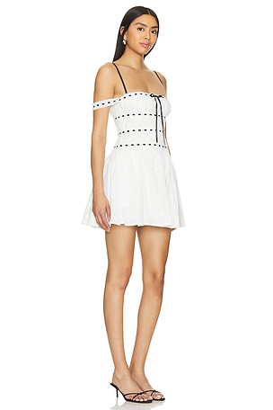 MAJORELLE Carmen Mini Dress in White. Size S. Also
